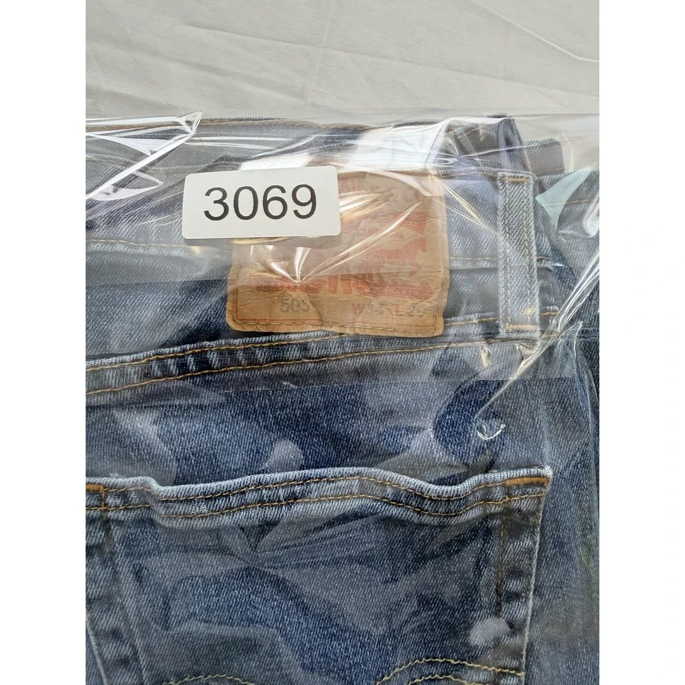 Levi's 505 Jeans Mens 34x30 Blue Medium Wash Regular Straight Distressed Denim